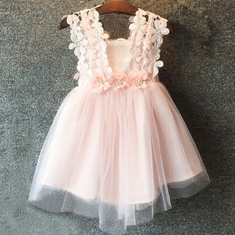 Bear Leader Girls Dresses 2018 New Brand Princess Girl Clothes Lace Hook Flower Design Splicing Gauze Ball Gown For Baby Girls