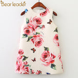 Bear Leader Girl Dress 2018 New Spring Kids Clothes Children Clothing Brand Rose Flowers Print Sleeveless Baby Girl Dress Party