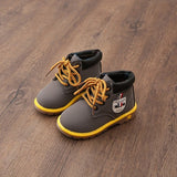 Kids Children Baby Girl Boys Shoes PU Leather Shoes Boots Waterproof Breathable Low-Heeled Ankle Shoes