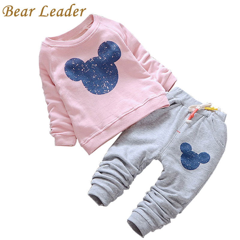 Bear Leader Baby Girls Clothes Casual Spring Baby Clothing Sets Cartoon Printing Sweatshirts+Casual Pants 2Pcs for Baby Clothes